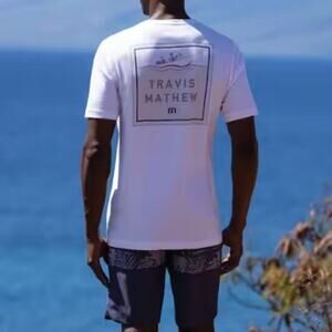 Travis Mathew Men's White Short Sleeve Mountain Money T-shirt Size S